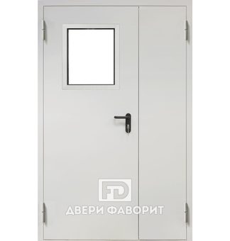 двустворчатая противопожарная дверь со стеклянной вставкой