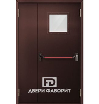дверь противопожарная двустворчатая со стеклянной вставкой